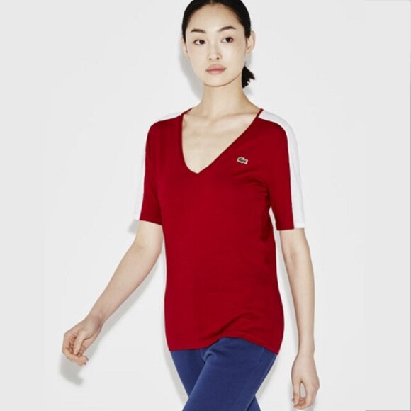 Lacoste - Sport - Soft Cotton V-Neck Jersey Style Shirt - Picture 1 of 7
